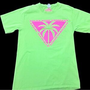 Koloa Surf Triangulated Palm Heavyweight Lime Pink short sleeve tee